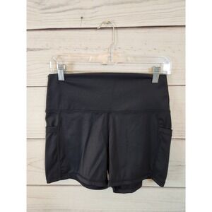 Women's Black‎ Solid Stretch Elastic Waist High Rise Athletic Shorts Size XL